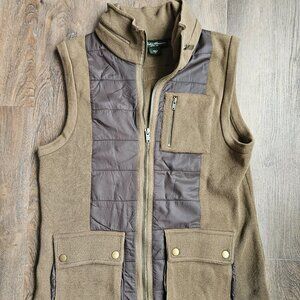 Eddie Bauer Tan and Brown Pocketed Vest Size Medium 100% Cotton.